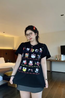 Slightly Chubby Casual Printed Short Sleeve T-Shirt - Mid-Length Plus Size Top for a Trendy Everyday Look