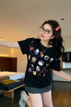 Slightly Chubby Casual Printed Short Sleeve T-Shirt - Mid-Length Plus Size Top for a Trendy Everyday Look