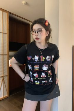 Slightly Chubby Casual Printed Short Sleeve T-Shirt - Mid-Length Plus Size Top for a Trendy Everyday Look