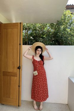 Slightly Chubby Floral Dress with Flying Sleeves - French Style Vacation Waist-Defined Long Dress for Summer Travel