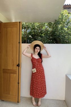 Slightly Chubby Floral Dress with Flying Sleeves - French Style Vacation Waist-Defined Long Dress for Summer Travel