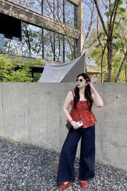 Slightly Chubby Summer Love Floral Camisole - Korean Style Plus Size Red Floral Sun Protection Cardigan