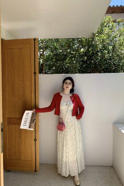 Slightly Chubby Summer Sweetness Backless Spaghetti Strap Dress in French Polka Dot - Plus Size Long Beach Vacation Dress