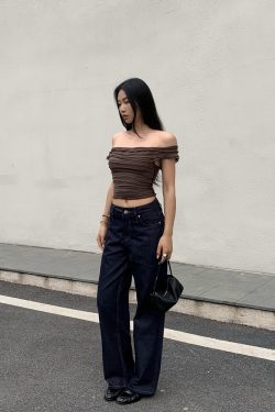 Slightly Curved Low-Rise Tencel Jeans - Fade Resistant, Straight Leg Design for Y2K and 90s Style Enthusiasts