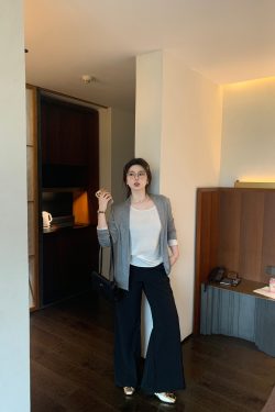 Slightly Flared Black Casual Suit Pants for Women - Comfortable Slim Fit for a Flattering Silhouette, Perfect for Everyday Wear