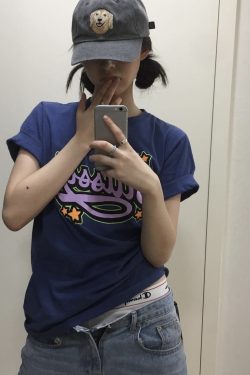 Slim-Fit Cartoon Pattern Short Sleeve T-Shirt for Women - Korean Niche Design, Summer Style, Pure Cotton Fashion Top