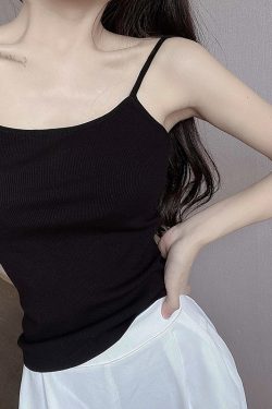 Slim-Fit Cotton Ribbed Camisole Tank Top, Thin Strap Sleeveless Summer Essential, Stretchy Layering Piece