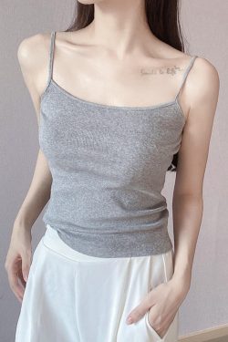 Slim-Fit Cotton Ribbed Camisole Tank Top, Thin Strap Sleeveless Summer Essential, Stretchy Layering Piece
