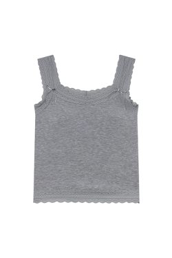 Slim-Fit Lace Edge Padded Camisole for Women - Summer Bow Sleeveless Top, Trendy Niche Design, Perfect for Casual and Y2K Style