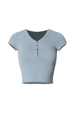 Slim Fit Short Sleeve Buttoned T-Shirt - Versatile Basic Top for Everyday Wear, Perfect for Casual and Smart-Casual Styles