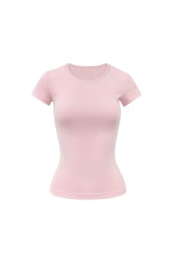 Slim Fit Shoulder Sports Short-Sleeve T-Shirt - Athletic Base Layer Top for Active Wear, Casual Style