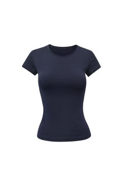 Slim Fit Shoulder Sports Short-Sleeve T-Shirt - Athletic Base Layer Top for Active Wear, Casual Style