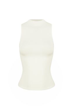 Slim-Fit Stretchy Sleeveless Vest with Half-High Collar - Basic Essential for 90s Y2K Style Fashion