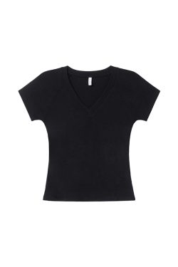 Slim Fit V-Neck Raglan T-Shirt for Women - Summer 2025, Chicken Heart Collar, Casual Style, Trendy Short Sleeve Top