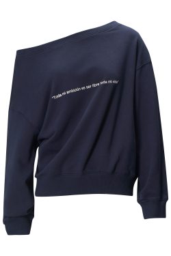 Slouchy Oversized Sweatshirt with Retro Casual One-Shoulder Design - Y2K Inspired Fashion