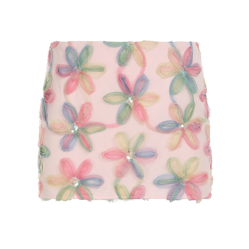 Small Daisy Floral Bodycon Skirt - Women's Fresh Oil Paint Blue Midi Skirt for Spring - Trendy Dopamine Fashion Small Daisy Floral Bodycon Skirt - Women's Fresh Oil Paint Blue Midi Skirt for Spring - Trendy Dopamine Fashion