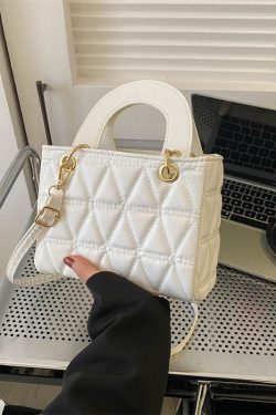 Small Diamond-Pattern Mini Bucket Bag for Women - Trendy Summer 2025 Crossbody Handbag for Commuting and Everyday Style