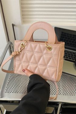 Small Diamond-Pattern Mini Bucket Bag for Women - Trendy Summer 2025 Crossbody Handbag for Commuting and Everyday Style