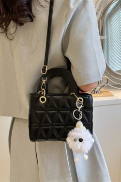 Small Diamond-Pattern Mini Bucket Bag for Women - Trendy Summer 2025 Crossbody Handbag for Commuting and Everyday Style