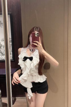 Small Fragrant Wind Halter Ruffle Vest Chiffon Shirt - Chic 90s Inspired Top