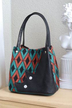 Small Square Hand-Held Vegetable Basket Bag - Cute Color-Blocking Cat Design - Handmade Textured Crossbody Bag for Spring/Summer Fashion