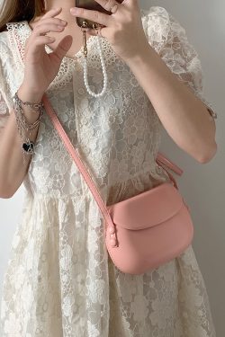 Small Textured Saddle Bag - Versatile Minimalist Crossbody Mobile Phone Bag for Women - Trendy Shoulder Purse