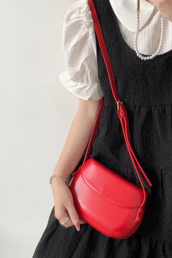 Small Textured Saddle Bag - Versatile Minimalist Crossbody Mobile Phone Bag for Women - Trendy Shoulder Purse