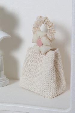 Soft Floral Woven Bucket Handbag - Cute 2024 Spring/Summer Crossbody Bag with Wheat Ear Design