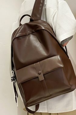 Soft Leather Backpack - Minimalist Large Capacity Travel Bag, Waterproof Design for Students, Korean Style Fashion Essentials