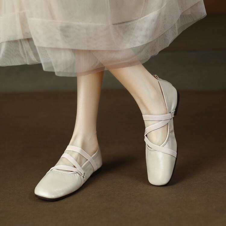 Soft Leather Flat Mary Jane Shoes for Women - Cross Strap Design, Italian Style, Perfect for Casual or Elegant Looks Soft Leather Flat Mary Jane Shoes for Women - Cross Strap Design, Italian Style, Perfect for Casual or Elegant Looks