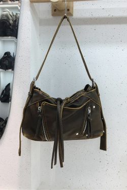 Soft Leather Fringe Underarm Bag - Casual Motorcycle Crossbody Tote for Commuters - 2024 Trendy Fashion Accessory