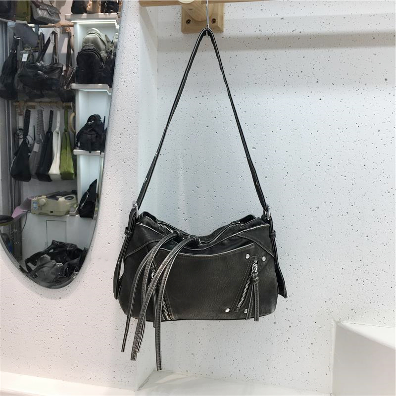 Soft Leather Fringe Underarm Bag - Casual Motorcycle Crossbody Tote for Commuters - 2024 Trendy Fashion Accessory Soft Leather Fringe Underarm Bag - Casual Motorcycle Crossbody Tote for Commuters - 2024 Trendy Fashion Accessory