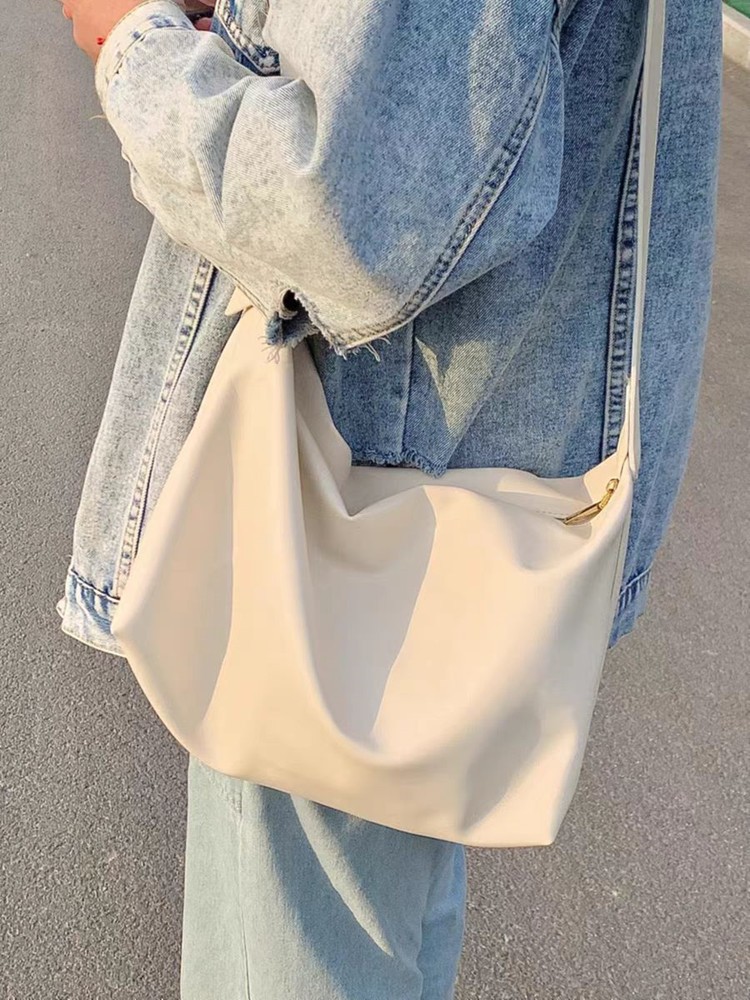 Soft Leather Wide Strap Crossbody Tote Bag for Women - Large Capacity, Perfect for Spring/Summer College Commutes Soft Leather Wide Strap Crossbody Tote Bag for Women - Large Capacity, Perfect for Spring/Summer College Commutes