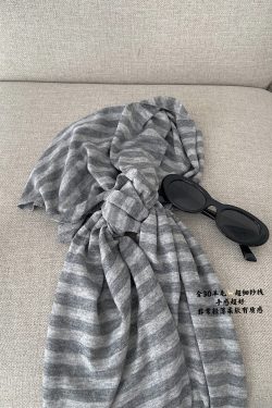 Soft Relaxed Striped Knitted Shawl - Sun Grapefruit Layering Cape in Sheep Wool, High-End Small Scarf for Women