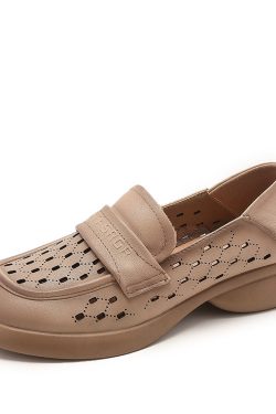Soft-Soled Italian-Style Flats for Spring/Summer - Comfortable Hollow Genuine Leather Shoes