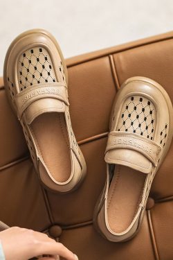 Soft-Soled Italian-Style Flats for Spring/Summer - Comfortable Hollow Genuine Leather Shoes