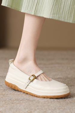 Soft-Soled Thick-Soled Shallow Mouth Spring Mary Jane Shoes - Italian Design, Lightweight, Non-Fatiguing, Casual Style