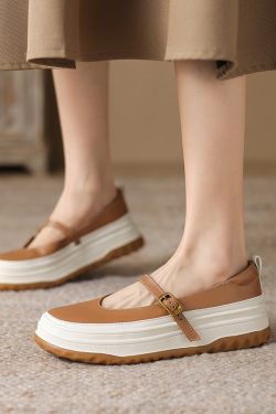 Soft-Soled Thick-Soled Shallow Mouth Spring Mary Jane Shoes - Italian Design, Lightweight, Non-Fatiguing, Casual Style