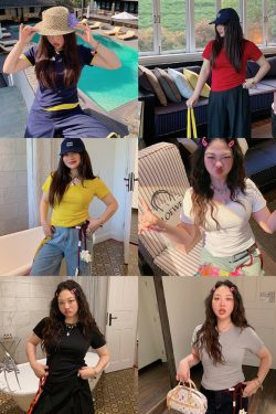 Solid Color Round Neck Short Sleeve T-Shirt for Women - Slim Fit Waist-Cinching Summer Top 2025, Flattering Shoulder Design