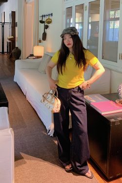 Solid Color Round Neck Short Sleeve T-Shirt for Women - Slim Fit Waist-Cinching Summer Top 2025, Flattering Shoulder Design