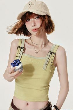 Spicy Girl American Style Fake Two-Piece Tank Top for Women - Slim Fit Flattering Camisole for Summer Outerwear