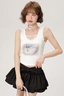 Spicy Girl Camisole with Lace Trim - Women's Summer Slim-Fit Top in American Style - Trendy Casual Fashion