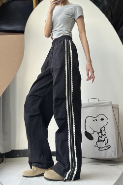 Spicy Girl Cargo Pants for Women – American-Style Lace Splicing, Wide-Leg Design, Flattering for Petite Figures, Versatile Casual Wear