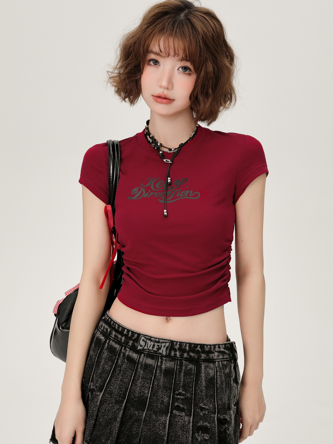 Spicy Girl Cropped Short Sleeve T-Shirt for Women, Slim Fit Summer Style, Sweet and Cool Casual Top Spicy Girl Cropped Short Sleeve T-Shirt for Women, Slim Fit Summer Style, Sweet and Cool Casual Top