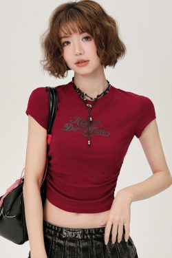 Spicy Girl Cropped Short Sleeve T-Shirt for Women, Slim Fit Summer Style, Sweet and Cool Casual Top