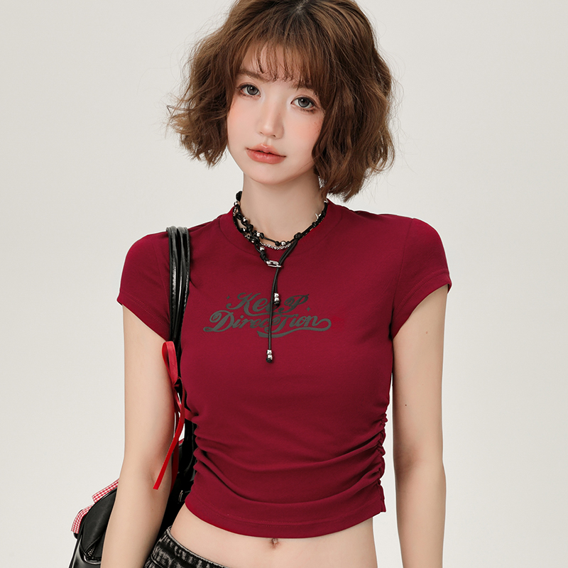 Spicy Girl Cropped Short Sleeve T-Shirt for Women, Slim Fit Summer Style, Sweet and Cool Casual Top Spicy Girl Cropped Short Sleeve T-Shirt for Women, Slim Fit Summer Style, Sweet and Cool Casual Top