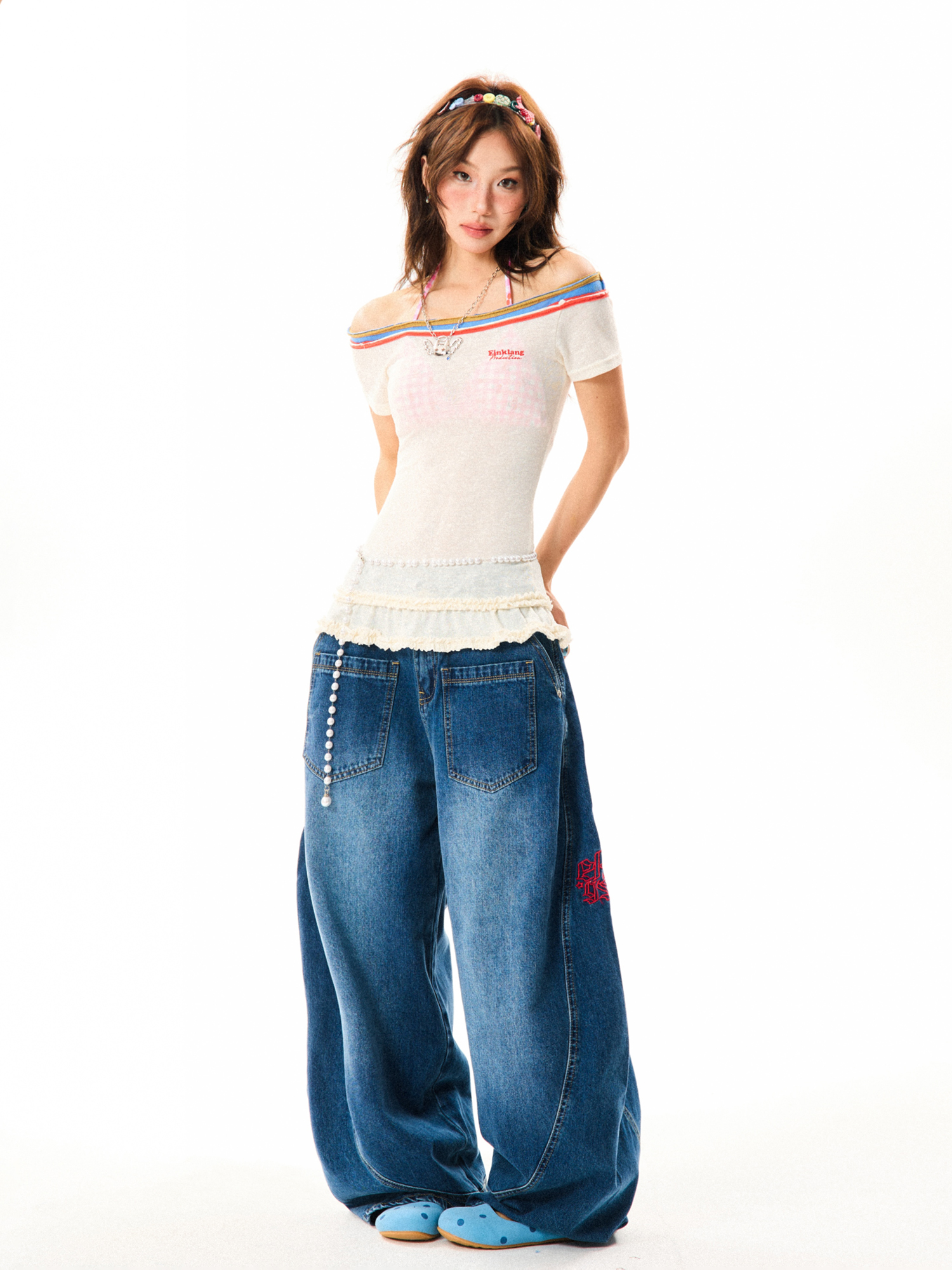 Spicy Girl Hem Spliced Lace Short Sleeve Off-Shoulder T-Shirt for Women - Summer Thin Breathable American Style Spicy Girl Hem Spliced Lace Short Sleeve Off-Shoulder T-Shirt for Women - Summer Thin Breathable American Style