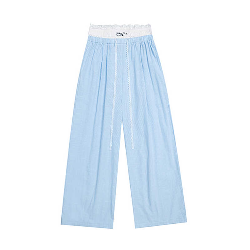 Spicy Girl Lace Patchwork Striped Cargo Pants for Women - Loose Straight Wide-Leg Hip-Hop Casual Sports Trousers Spicy Girl Lace Patchwork Striped Cargo Pants for Women - Loose Straight Wide-Leg Hip-Hop Casual Sports Trousers