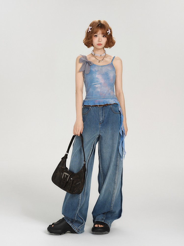 Spicy Girl Mesh Camisole for Women - American Style Summer Tie-Up Bow Fitted Top Spicy Girl Mesh Camisole for Women - American Style Summer Tie-Up Bow Fitted Top