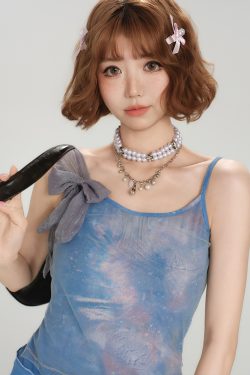 Spicy Girl Mesh Camisole for Women - American Style Summer Tie-Up Bow Fitted Top